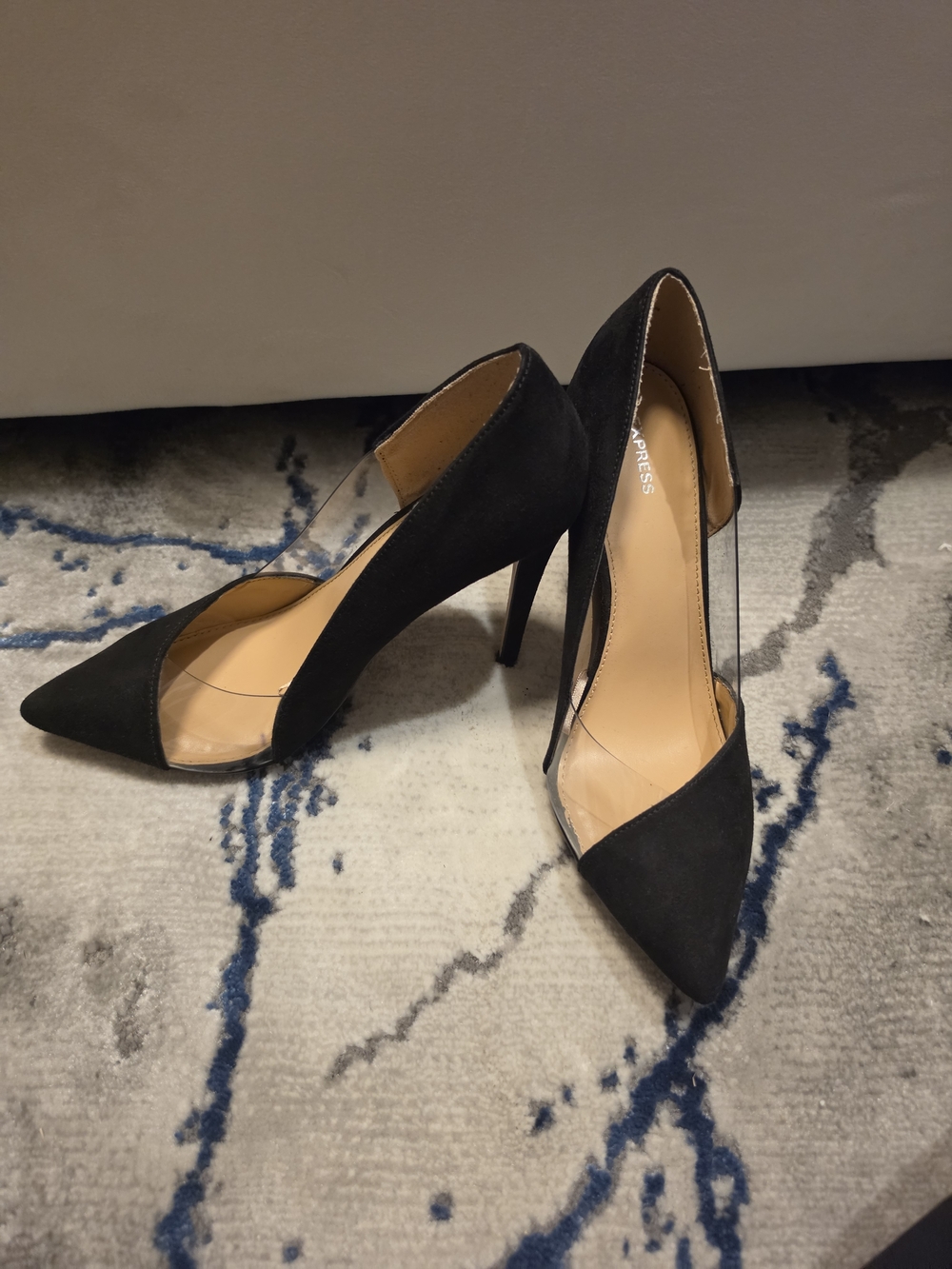 Express Black Pointed Toe D'Orsay Stiletto Heels